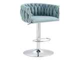 360&deg Fabric cover Swivel Bar Stools Set of 2, Adjustable Counter Height Bar Chairs with Woven 58671513