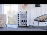 Bar Cart, Glass Door, Four Casters, Two Shelves, White B097133032