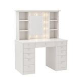 Vanity Desk with LED Lighted Mirror, Makeup Vanity with 11Drawers, 3 Color Lighting Modes Brightness 86307472