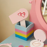 Kids Vanity Table and Chair Set with 7pcs Pretend Play Makeup Toys, Girls Vanity with Mirror & 78723628