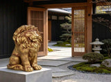 24" Outdoor Lion Statue, Magnesium Oxide Stone Composite Animal Sculpture Statue Decor for Front W6572P574258