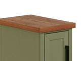 14 inch Chairside Table, No Assembly Required, Sage Green and Fruitwood Finish B108P160215