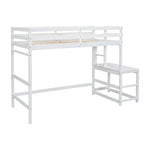 ZUN Twin Size High Loft Bed with Ladder landing Platform, Ladders, Guardrails,White W504119725