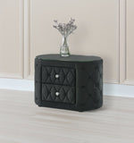 Luxurious 1pc Oval Nightstand Plush Tufted Upholstery 8mm Tempered Glass Top Rounded Sides Two B2741P321022