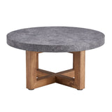 Modern Gray Texture MDF Round Coffee Table - 31.4" Diameter.A modern retro circular coffee table W1512P360943