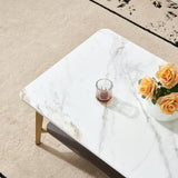 Coffee Table Rectangular Center Table for Living Room Open Space Side Table with Metal Frame W1911P269599