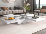 Square Marble Veneer Coffee Table Sliding Top with Storage in White 39.4'' N735P388120K