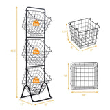 3-Tier Fruit Basket Stand - Removable Wire Bowls, Convertible to 1/2 Tier, Steel Frame with Non-Slip 35184437