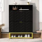 ZUN U-Can Shoe Cabinet with 2 Flip Drawers, and 2 Shelves, Modern Free Standing Shoe Rack for Heels, WF531404AAB