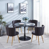 Modern GRAY dining chair with iron tube wood color legs, shorthair cushions and W23461122