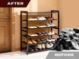 6-layer flat bamboo shoe rack, 68*25*89cm, coffee color 30964611