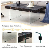 ZUN 43.3"x23.6" Black Marble-Patterned MDF Coffee Table with Tempered glass legs.Suitable for Living W1151P209569