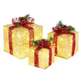 3pcs 10 inch-8 inch-6 inch Golden Gift Box Garden Gift Box Decoration 5M Long Power Cord US Plug 90352277