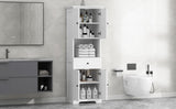 ZUN Tall Bathroom Cabinet with Four Doors, Large Storage Space Open Shelve, Upper Storage Cabinet, White N725P188459K