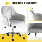 Accent chair Modern home office leisure chair with adjustable velvet height and adjustable casters W1521108569