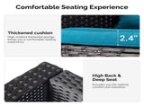 2pcs armless sofa 2pcs footstool 1pcs double sofa 1pcs coffee table with storage black rattan 86733978