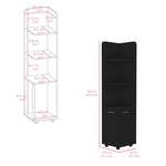 ZUN Malibu 62" Tall Double Door Corner Linen Cabinet with Four Shelves Black B200P240242