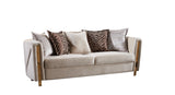Chanelle Thick Velvet Fabric Upholstered Sofa Made With Wood in Beige B009P153970