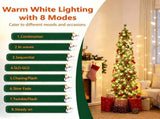 6ft Pre-Lit Slim Pencil Christmas Tree with 8 Light Modes & Remote Timer, Flame Retardant PVC, 05776987