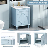 ZUN 24'' Bathroom Vanity with Ceramic Sink Combo, Modern Freestanding Storage Cabinet with Height N710P195496C