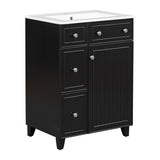 24-Inch Bathroom Vanity Cabinet with Ceramic Sink, 2 Drawers, 1 Door WF532034AAB