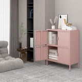 ZUN 4 Door Metal Accent Storage Cabinet for Home Office,School,Garage pink 39015106