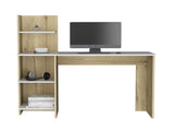 Writing Desk, Four Shelves, White / Pine B097133191