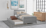 Twin size Platform Bed with Trundle, Gray WF195106AAE