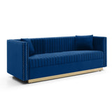 Contemporary Vertical Channel Tufted Velvet Sofa Modern Upholstered Couch for Living Room Apartment W1117P147505