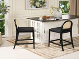 Panama 26.5" Curved Back Cane Rattan Counter Stool, Set of 2, Ebony Black Boucle B2719P238388