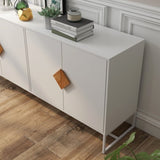 Solid wood special shape square handle design with 4 doors and double storage sideboard 75637864