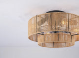 20" Double Tier Rope Caged Flush Mount Ceiling Fan with Light Kit ,With Remote W3596P460468