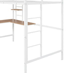 ZUN Twin Metal Loft Bed with Desk and Shelve,White MF292037AAK