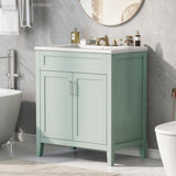 ZUN 30" Bathroom Vanity with Sink, Multi-functional Bathroom Cabinet with Doors Drawers, Solid Frame WF531255AAF