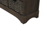 TREXM Rustic Storage Cabinet with Two Drawers and Four Classic Rattan Basket for Dining/Living WF193442AAD