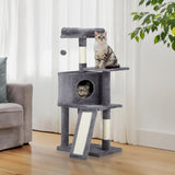 ZUN 47 inch Cat Tree Cat Tower for Indoor Cats, Cat House with Padded Platform Bed, Toy Ball, Large Cozy 28538709