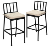 2PCS Patio Bar Chairs, Heavy-Duty Metal Frame Bar Stools Set of 2, Indoor Outdoor All-Weather 21041712