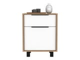 Nightstand 27" H, One Drawer, Storage with Door, Four Legs, White/Pine B097132988