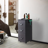 zinc alloy handle, 3 drawers and 4 wheels, with air duct frame, gray color, hair salon cart 89655282