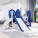 ZUN Toddler Slide and Swing Set 5 in 1, Kids Playground Climber Slide Playset with Basketball Hoop PP297714AAC