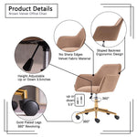 ZUN 002-Velvet Fabric Adjustable Height 360 revolving Home Office Chair with ld Metal Legs and Universal 81159498