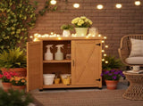 Potting Bench with Storage Cabinet and Metal Table Top for Outdoor Patio,Outdoor Work Station Table 77160932