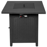 ZUN 28-Inch Fire Table,50000 BTU Gas Firepit with Volcanic Stone Black 55999158