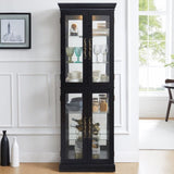 Elegant Lighted Glass Curio Display Cabinet Wooden Frame Storage for Living Room, Kitchen & Pantry W1758P297547