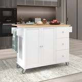 ZUN Rolling Mobile Kitchen Island with Solid Wood Top Locking Wheels,52.7 Inch Width,Storage Cabinet 01559303