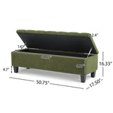 Ottoman Bench with Storage, Green Boucle Surface, Rubber Wood Legs, 300 lbs Capacity N779P294331G