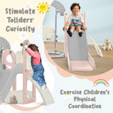 ZUN Toddler Slide and Swing Set 5 in 1, Kids Playground Climber Slide Playset with Telescope, 53058769