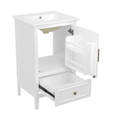 20" Bathroom Vanity with Sink, Bathroom Cabinet with A Door, Door Shelf Storage and Adiustable Foot N725P192821K