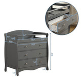 90*58*99cm Three Drawers With Seat Belt Baby Wooden Bed Nursing Table Grey 10709615