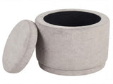 7.7 Gallon Round Storage Ottoman Foot Rest with Acacia Wood Frame, 400LBS Load Capacity Footstool 92858250